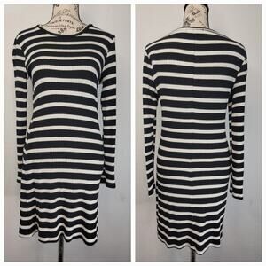 Reformation Jeans Mini Dress Sz M Ribbed Knit Long Sleeve Sheath French Striped